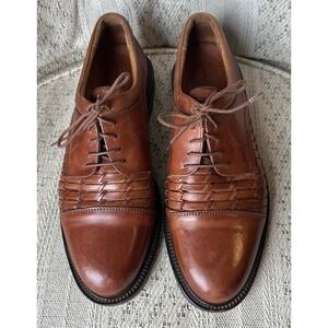 Johnston & Murphy Leather Cap Toe Weave Dress Shoes Men's 10 M Brown 20-4612‎